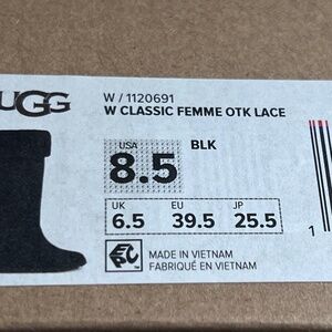 Black Womens UGG CLASSIC FEMME OTK LACE BLACK OVER THE KNEE WEDGE BOOTS